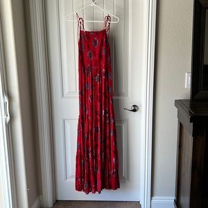 “Free People” Maxi dress red with flowers